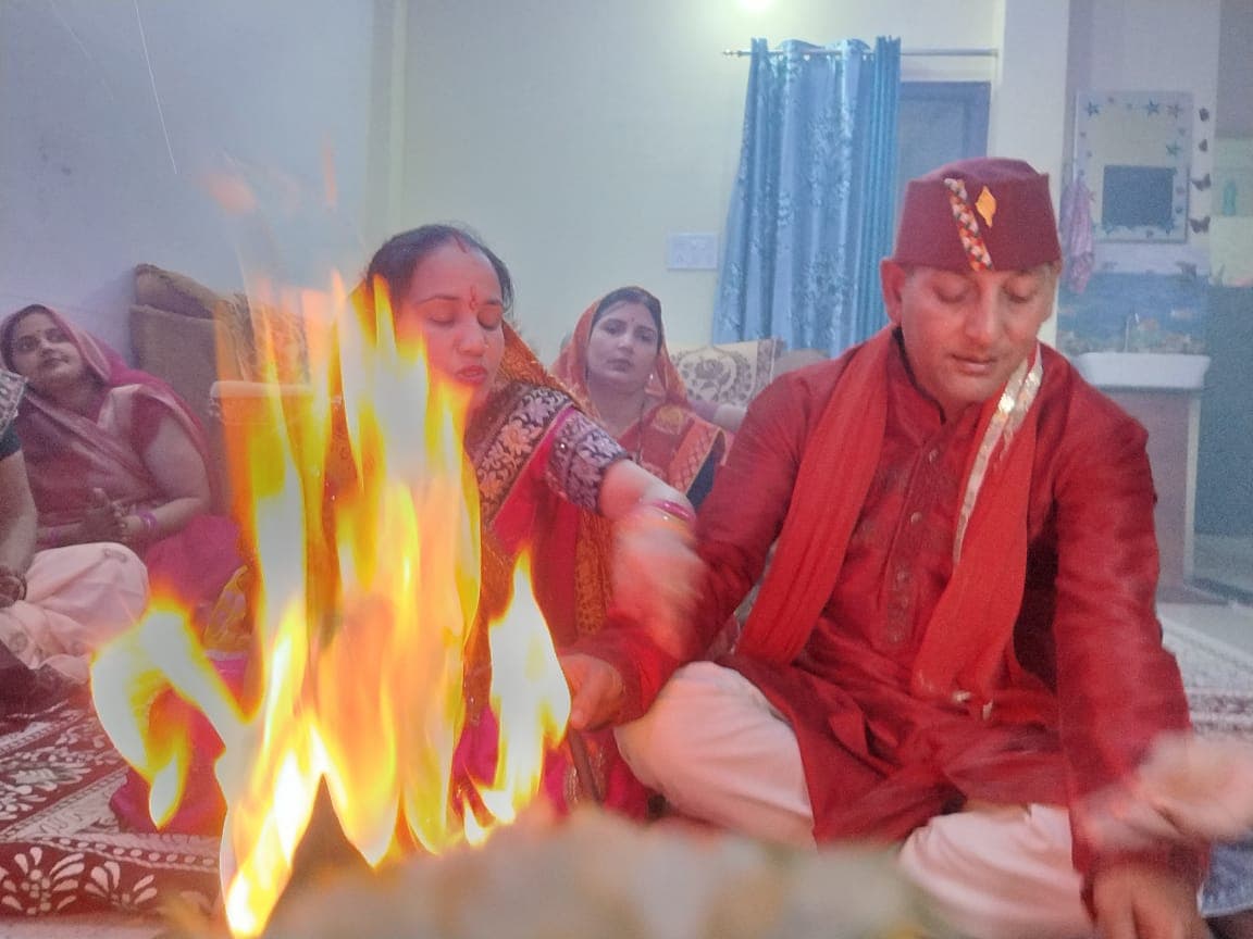 Close-up of sacred Havan fire