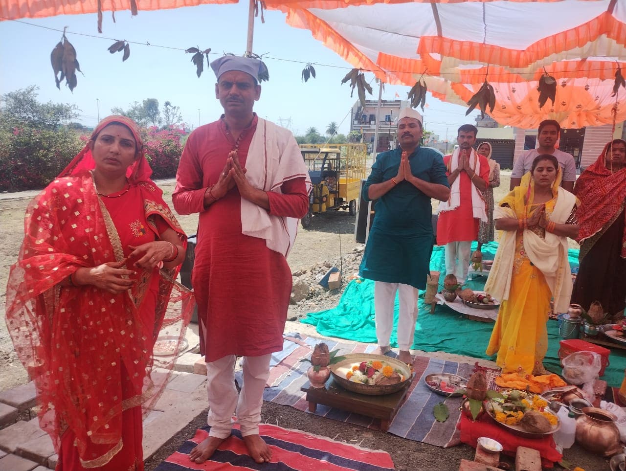 Devotee making offerings during prayer
